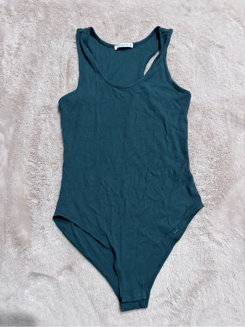Mango Ribbed Sleeveless Bodysuit - Teal Green